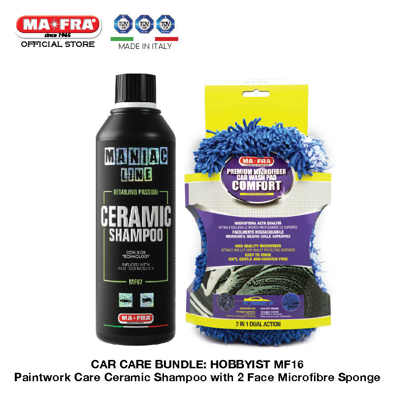 BUNDLE: Mafra Car Care Package (Hobbyist Basic MF16) Car Exterior Care Maniac Line Ceramic Shampoo and Comfort Wash Pad Sponge - carwerkz sg singapore