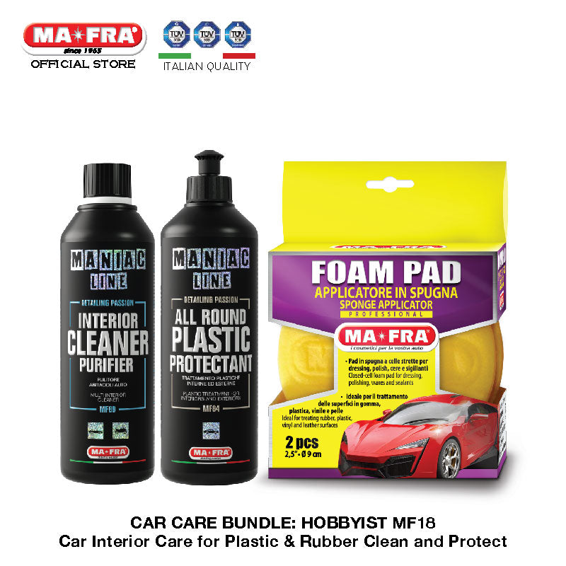 BUNDLE: Mafra Car Care Package (Hobbyist Intermediate MF18) Car Interior Care Maniac Line Plastic Rubber Cleaning and Restoration with UV Protect - Mafra Maniac Line Official Store Singapore SG