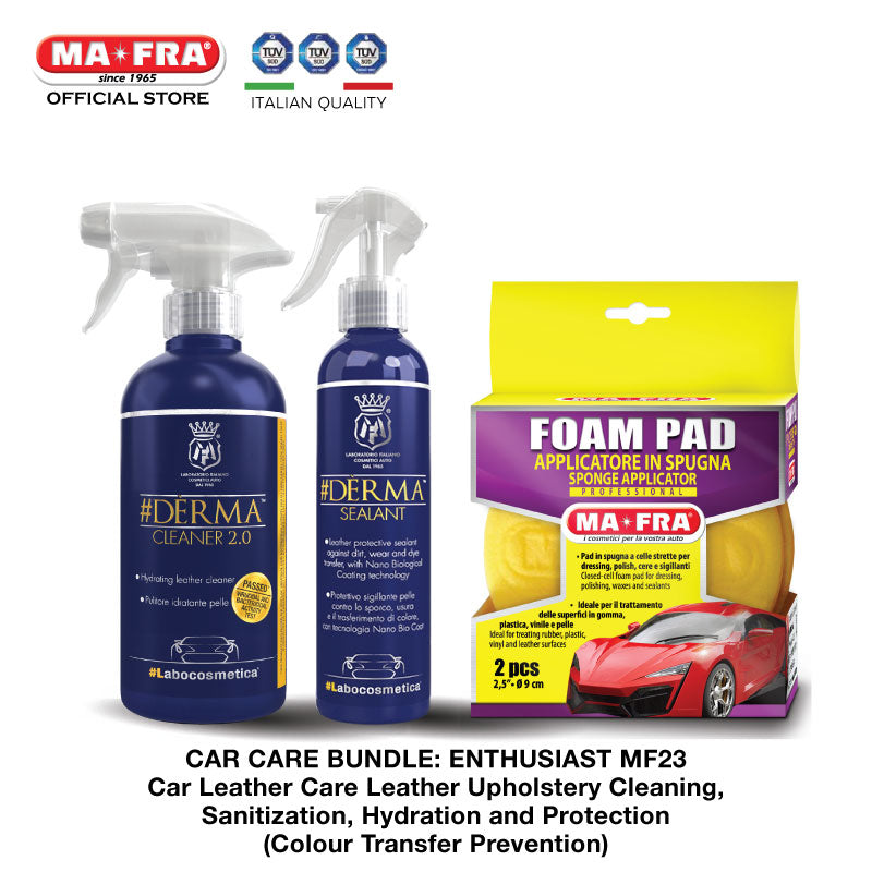 BUNDLE: Labocosmetica Car Care Package (Enthusiast Intermediate MF23) Car Leather Care Leather Upholstery Cleaning, Sanitization, Hydration and Protection (Colour Transfer Prevention) - carwerkz sg singapore