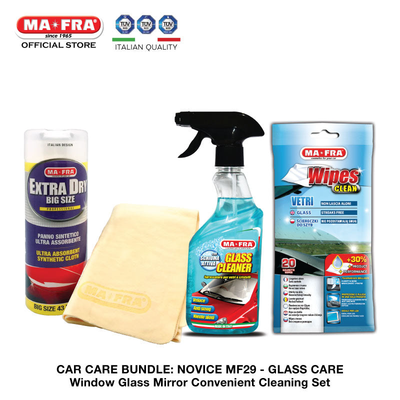 BUNDLE: Mafra Car Care Package (Novice Intermediate MF29) Car Glass Care - Window Glass Mirror Convenient Cleaning Set - mafra official store sg
