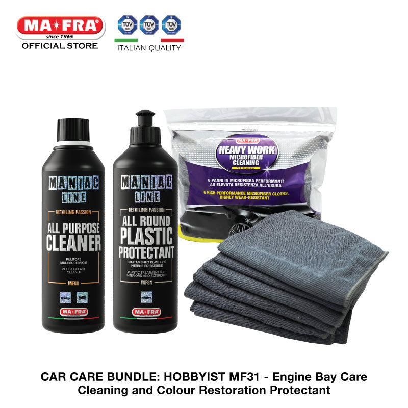 BUNDLE: Maniac Line Car Care Package (Hobbyist Intermediate MF31) Car Engine Care - Cleaning and Colour Restoration Protectant - mafra official store singapore sg
