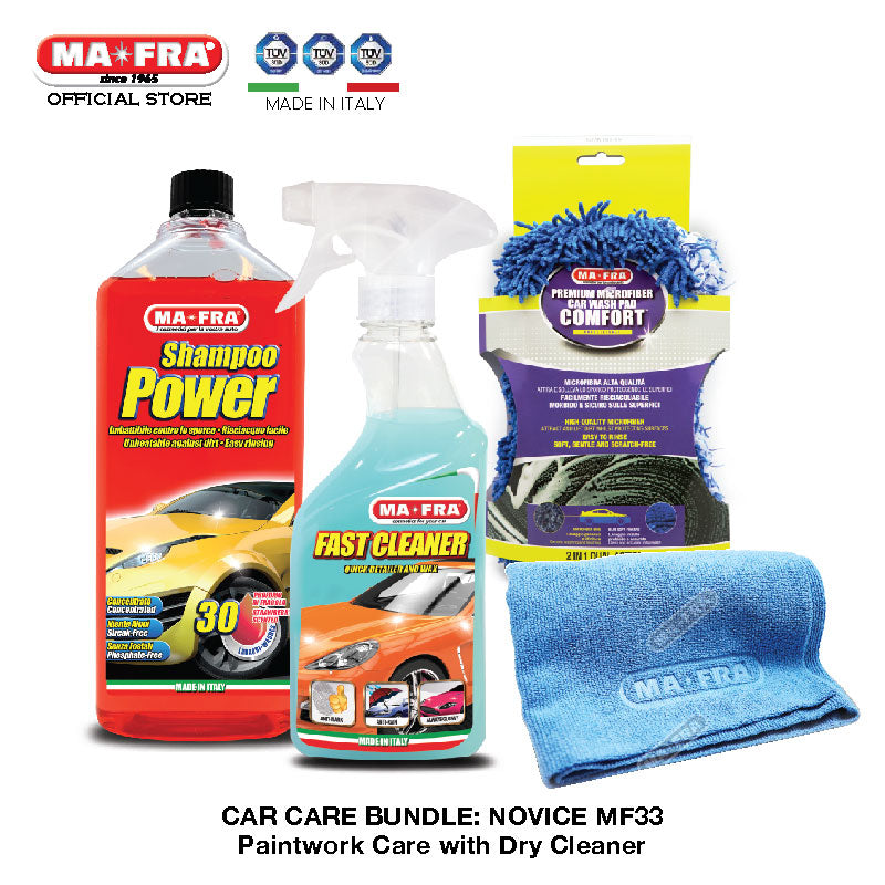 BUNDLE: Mafra Car Care Package (Novice Intermediate MF33) Car Exterior Care Shampoo and Fast Cleaner (Dry Cleaner) - mafra official store singapore