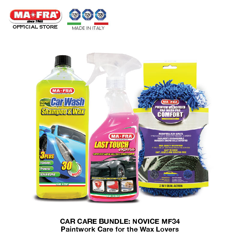 BUNDLE: Mafra Car Care Package (Novice Intermediate MF34) Car Exterior Care Shampoo & Wax and Last Touch - Mafra Official Store SG Singapore