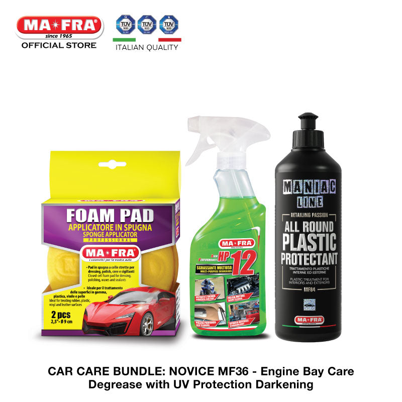 BUNDLE: Mafra Maniac Line Car Care Package (Hobbyist Intermediate MF36) Car Engine Care - Degrease with UV Protection Darkening