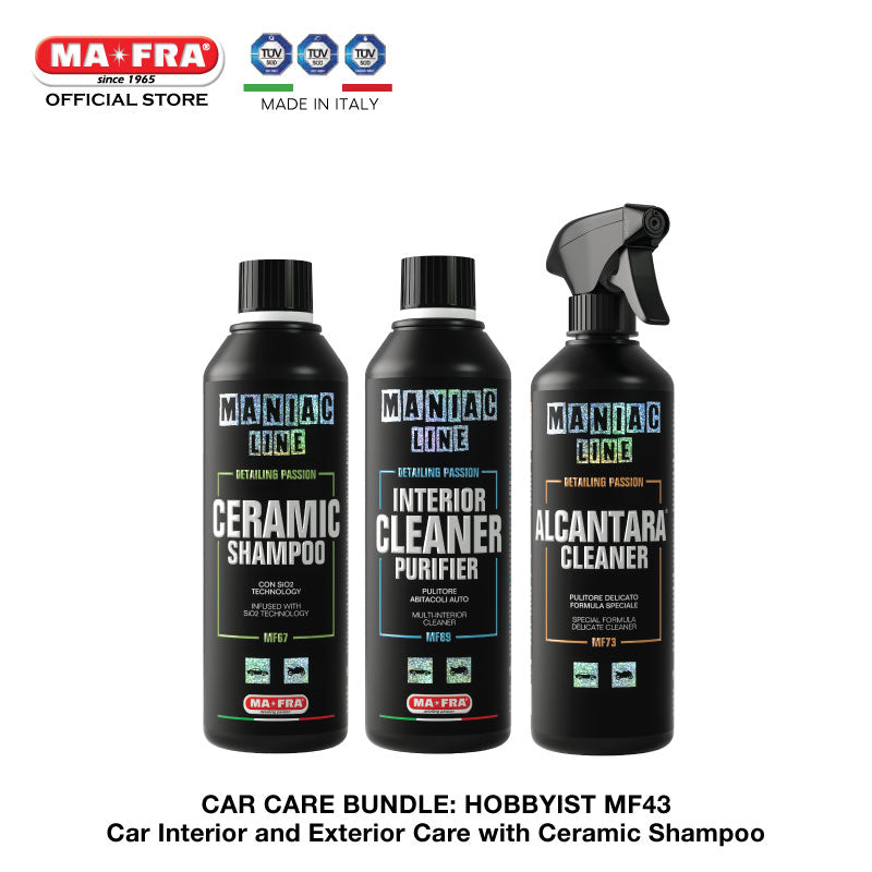 BUNDLE: Mafra Maniac Line Car Care Package (Hobbyist Intermediate MF43) Car Interior and Exterior Care with Ceramic Shampoo