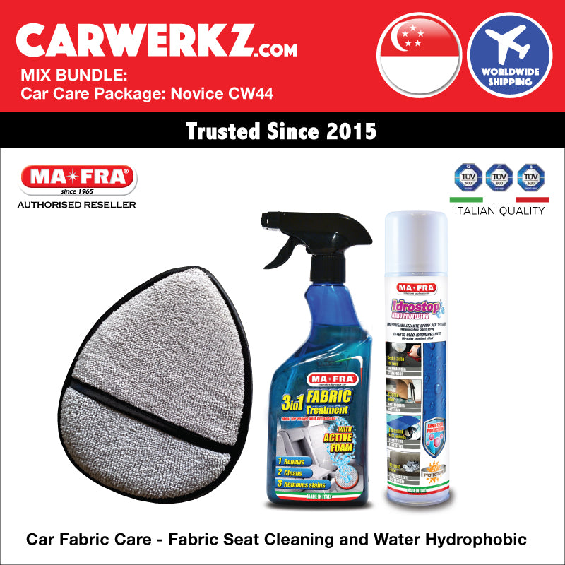 MIX BUNDLE: Mafra Car Care Package (Novice Intermediate CW44) Car Fabric Care - Fabric Seat Cleaning and Water Hydrophobic - carwerkz singapore sg