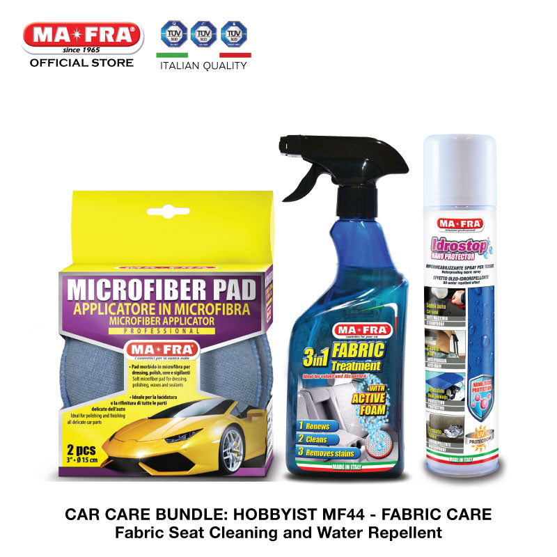 BUNDLE: Mafra Car Care Package (Novice Intermediate MF44) Car Fabric Care - Fabric Seat Cleaning and Water Repellent - carwerkz official store