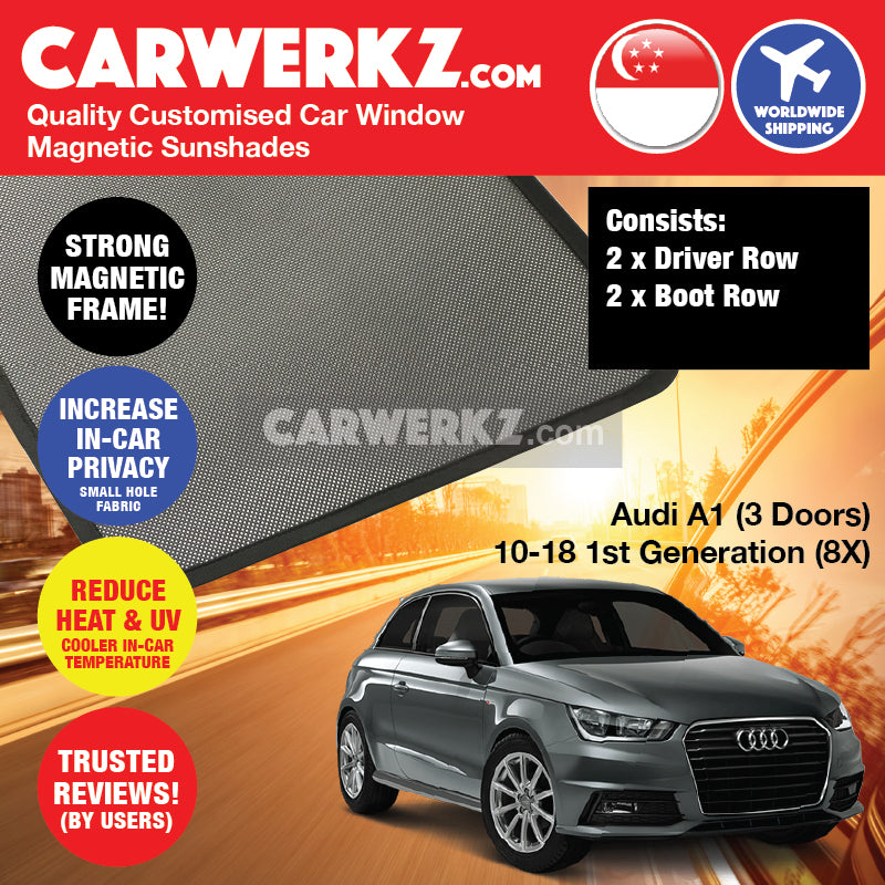 Audi A1 2010-2018 3 Doors 1st Generation (8X) Germany Supermini Sportback Hatchback Car Customised Magnetic Sunshades - CarWerkz.com