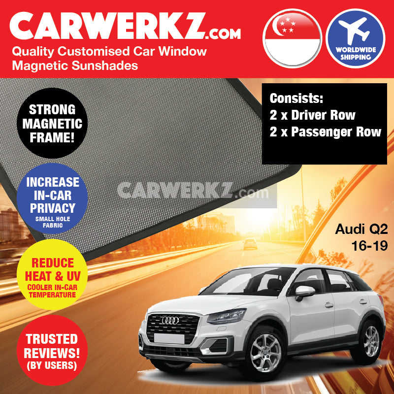 Audi Q2 2016-2020 1st Generation Customised German Luxury Compact Crossover SUV Window Magnetic Sunshades - CarWerkz