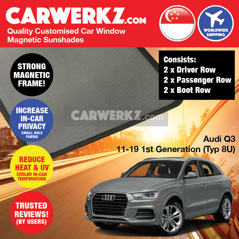 Audi Q3 2011-2018 1st Generation (8U) Customised German Luxury Compact Crossover SUV Window Magnetic Sunshades - CarWerkz