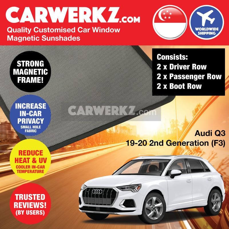Audi Q3 2019-2020 2nd Generation (F3) Customised German Luxury Compact Crossover SUV Window Magnetic Sunshades - CarWerkz