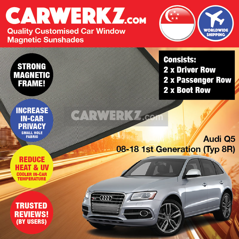 Audi Q5 2008-2018 1st Generation (8R) Customised German Luxury SUV Window Magnetic Sunshades - CarWerkz