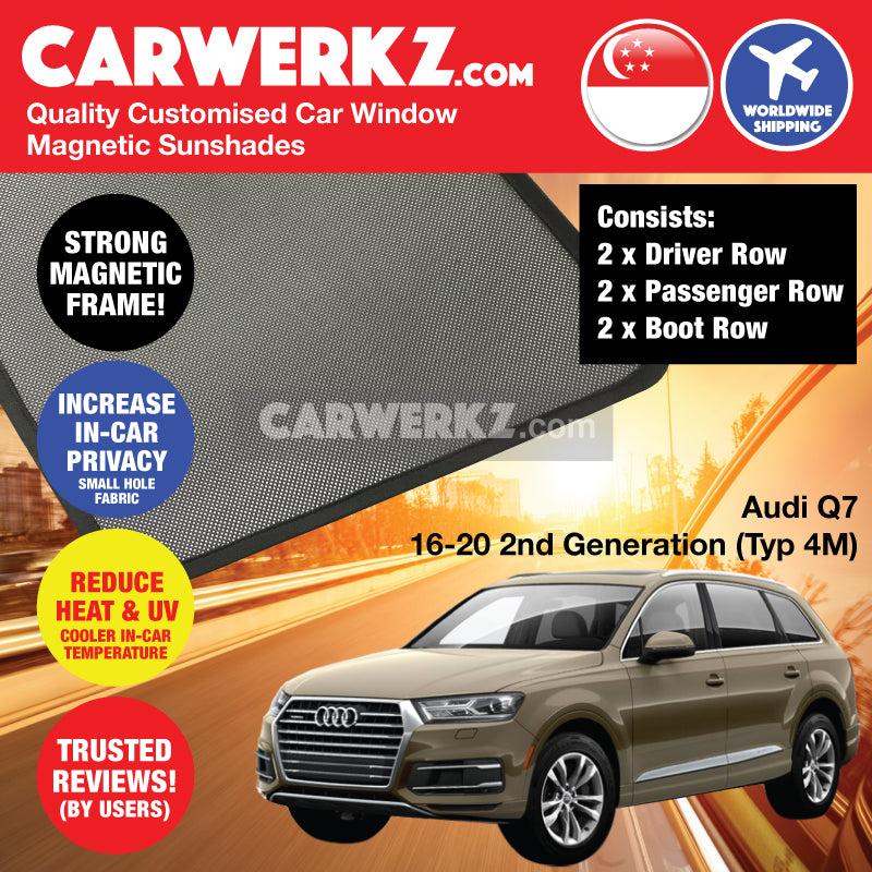 Audi Q7 2015-2020 2nd Generation (4M) Customised Germany Luxury SUV Customised Window Magnetic Sunshades - CarWerkz