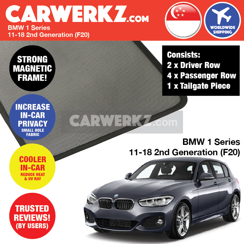 BMW 1 Series 2011-2019 2nd Generation (F20) Customised Luxury German Hatchback Car Window Magnetic Sunshades - CarWerkz