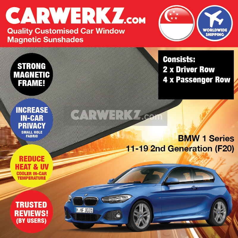 BMW 1 Series 2011-2019 2nd Generation (F20) Customised Luxury German Hatchback Car Window Magnetic Sunshades - CarWerkz