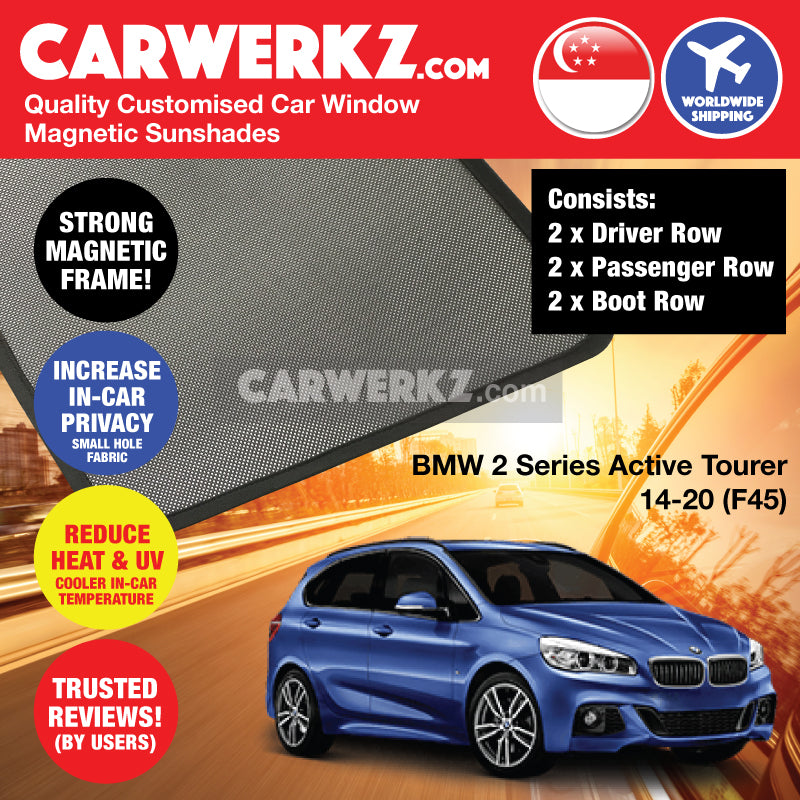BMW 2 Series Active Tourer 2014-2020 1st Generation (F45) Customised Luxury Germany Subcompact MPV Car Window Magnetic Sunshades - CarWerkz