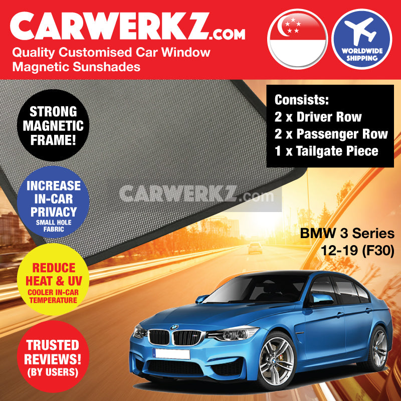 BMW 3 Series 2011-2019 6th Generation (F30) Customised Luxury Germany Sedan Car Window Magnetic Sunshades - CarWerkz