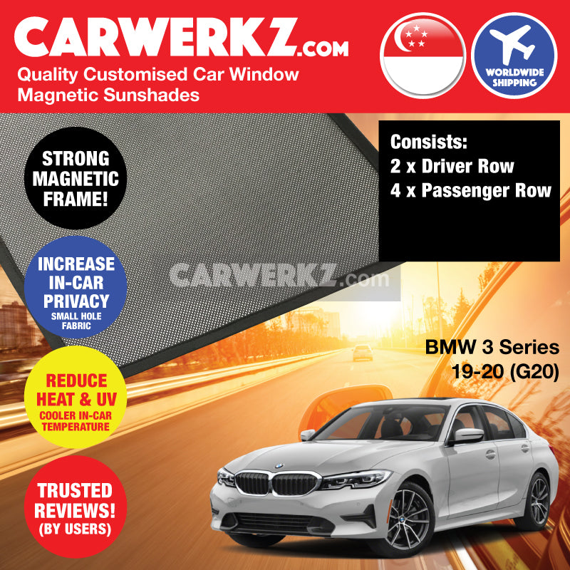 BMW 3 Series 2019-2020 7th Generation (G20) Customised Luxury Germany Sedan Car Window Magnetic Sunshades - CarWerkz