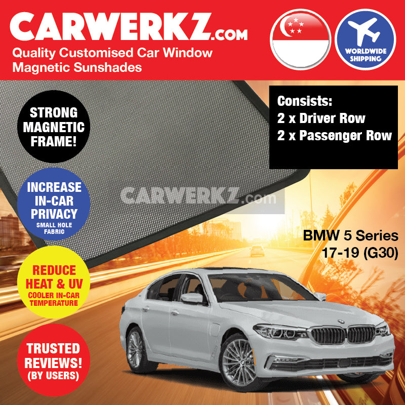 BMW 5 Series 2017-2020 7th Generation (G30) Customised Luxury Germany Sedan Car Window Magnetic Sunshades - CarWerkz