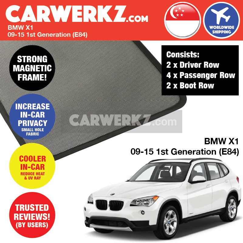 BMW X1 2009-2015 1st Generation (E84) Customised Luxury Germany Compact SUV Car Window Magnetic Sunshades - CarWerkz
