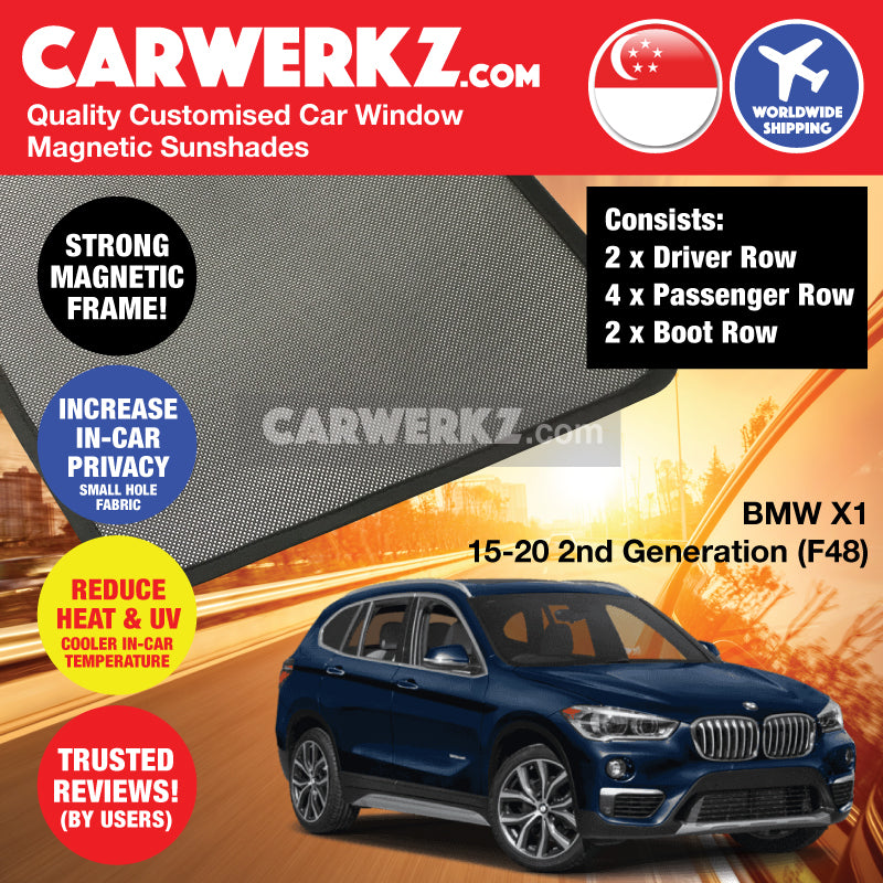 BMW X1 2015-2020 2nd Generation (F48) Customised Luxury Germany Compact SUV Car Window Magnetic Sunshades - CarWerkz