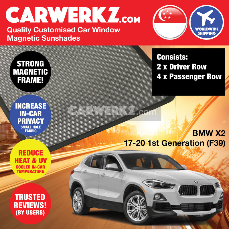 BMW X2 2017-2020 1st Generation (F39) Customised Germany Subcompact SUV Window Magnetic Sunshades - CarWerkz