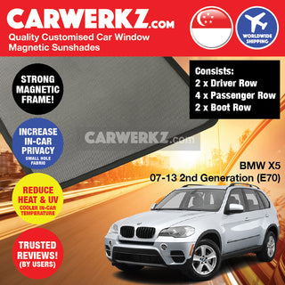 BMW X5 2006-2013 2nd Generation (E70) Germany SUV Customised Window Magnetic Sunshades