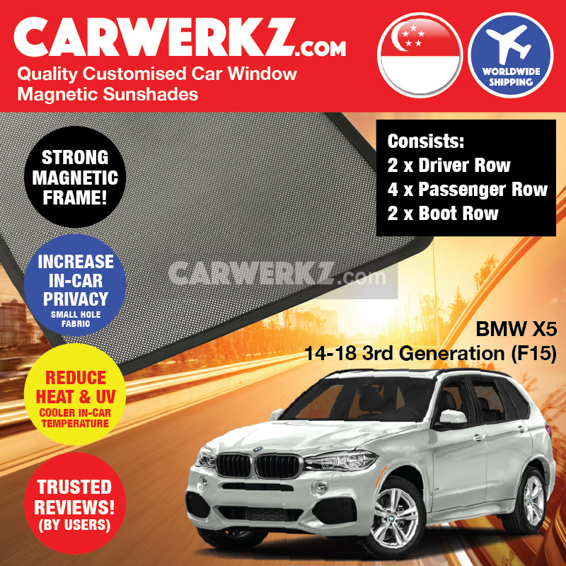 BMW X5 2013-2018 3rd Generation (F15) Germany Luxury Full Size SUV Customised Car Window Magnetic Sunshades - CarWerkz