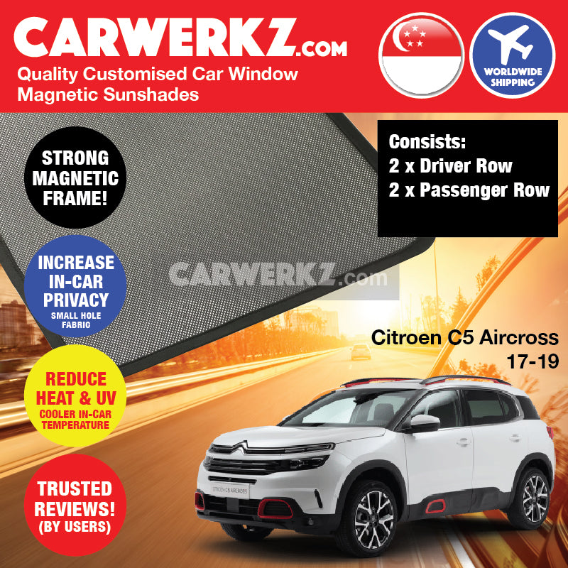 Citroen C5 Aircross 2017-2020 France Compact Crossover SUV Car Customised Magnetic Sunshades - CarWerkz