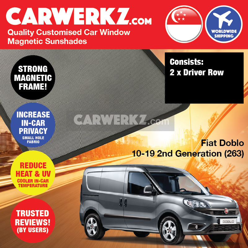 Fiat Doblo 2010-2020 2nd Generation (263) Italy Compact Panel Van Customised Car Window Magnetic Sunshades - CarWerkz