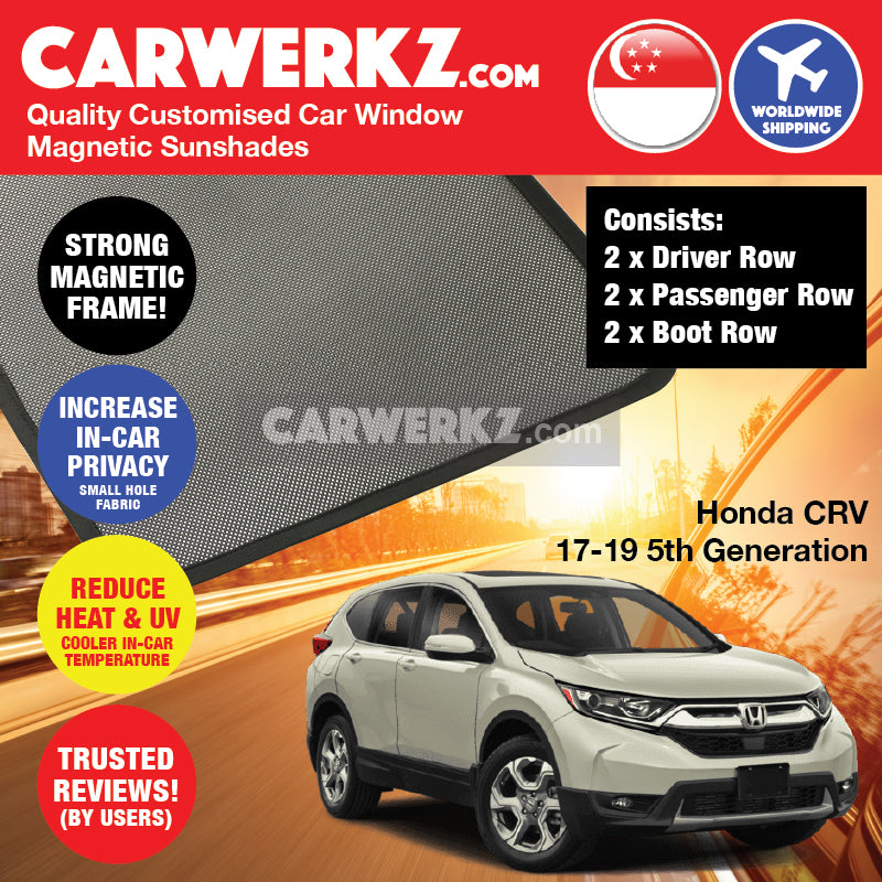 Honda CRV 2017-2020 5th Generation (RW1-RW6) Japan Sport Utility Vehicles Customised SUV Window Magnetic Sunshades - CarWerkz