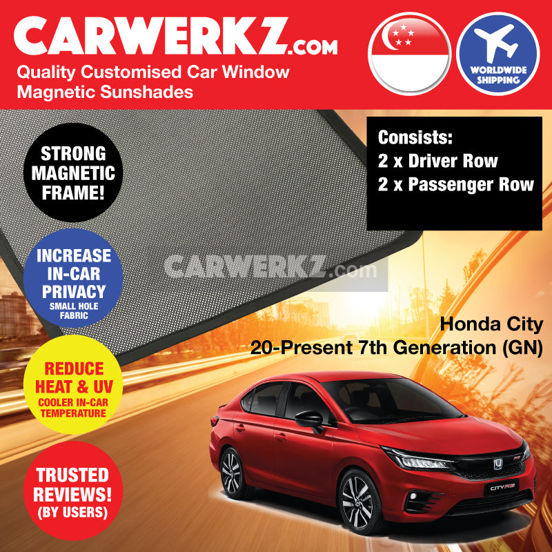 Honda City Grace 2020-Current 7th Generation (GN) Japan Sedan Customised Car Window Magnetic Sunshades 4 Pieces - carwerkz singapore sg