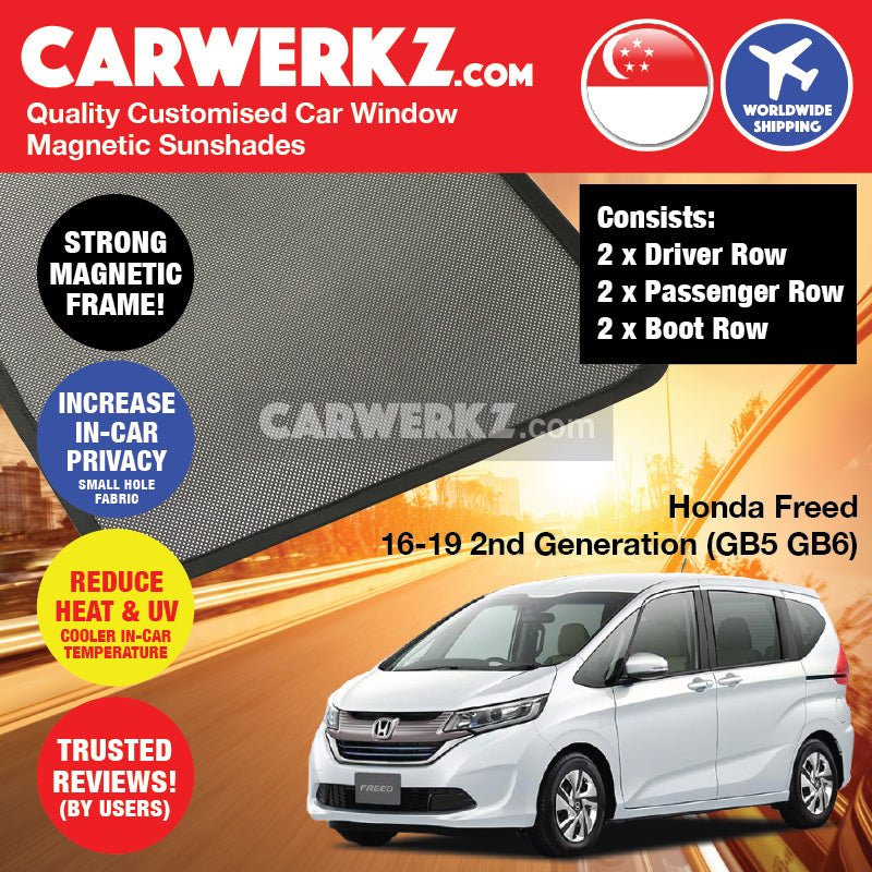 Honda Freed 2016-2020 2nd Generation (GB5 GB6 GB7 GB8) Japan Compact MPV Customised Car Window Magnetic Sunshades - CarWerkz