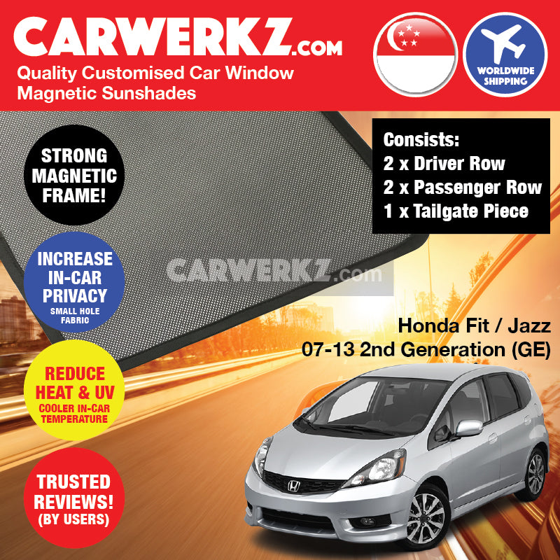 Honda Fit Jazz 2007-2014 2nd Generation (GE) Japan Hatchback Customised Car Window Magnetic Sunshades - CarWerkz