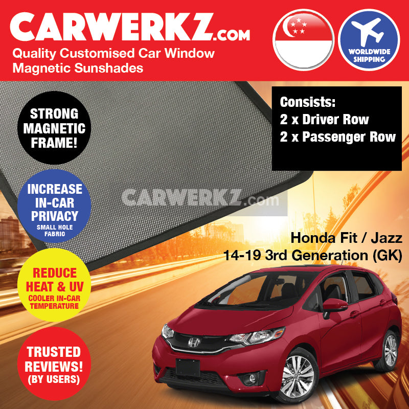 Honda Fit Jazz 2013-2020 3rd Generation (GK) Japan Hatchback Customised Car Window Magnetic Sunshades - CarWerkz