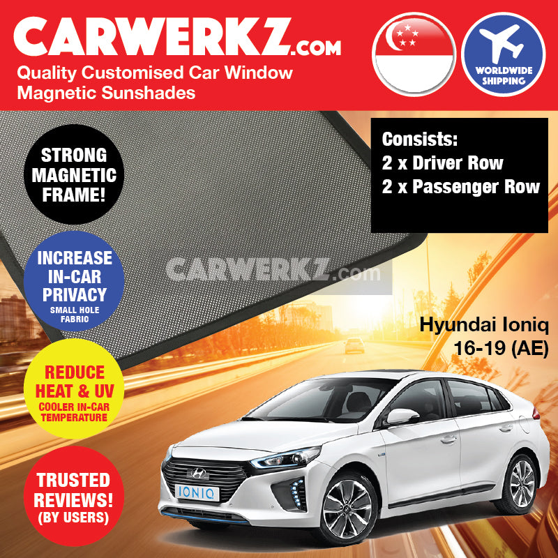 Hyundai Ioniq Hybrid Plug-In 2016-2020 (AE) Korea Sedan Customised Car Window Magnetic Sunshades - CarWerkz