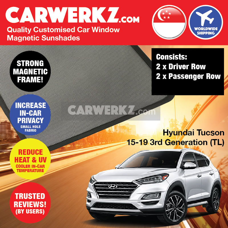 Hyundai Tucson 2015-2020 3rd Generation (TL) Korea SUV Customised Car Window Magnetic Sunshades - CarWerkz