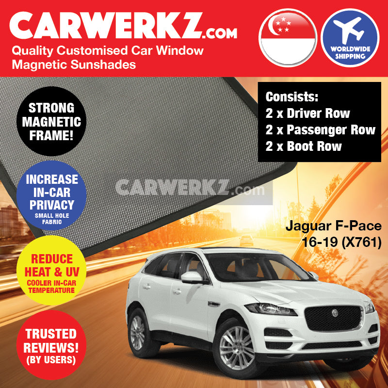 Jaguar F-Pace 2016-2020 (X761) Customised United Kingdom Luxury Compact Crossover SUV Magnetic Sunshade - CarWerkz