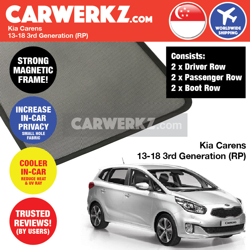 Kia Carens Rondo 2013-2020 3rd Generation (RP) Korean Hatchback Customised Car Window Magnetic Sunshades - CarWerkz