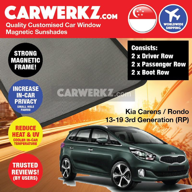 Kia Carens Rondo 2013-2020 3rd Generation (RP) Korean Hatchback Customised Car Window Magnetic Sunshades - CarWerkz