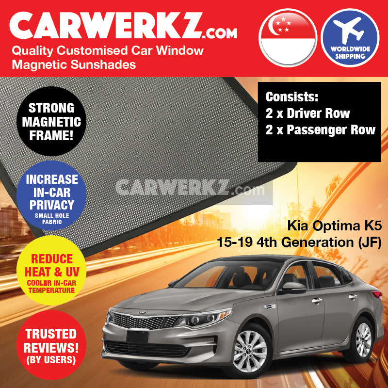 Kia Optima K5 2015-2019 4th Generation (JF) Korea Sedan Customised Car Window Magnetic Sunshades - CarWerkz