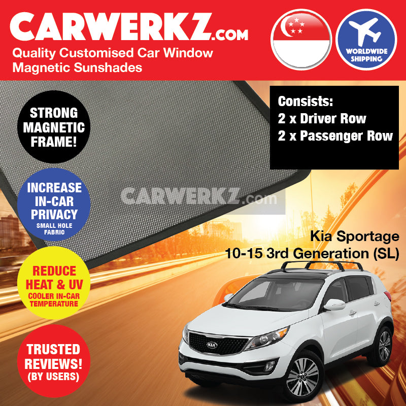Kia Sportage 2010-2015 3rd Generation (SL) Korea Compact Crossover SUV Customised Car Window Magnetic Sunshades - CarWerkz