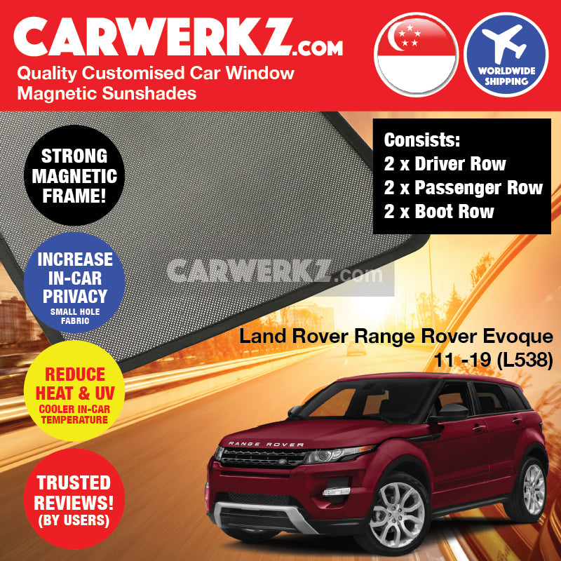 Land Rover Range Rover Evoque 2011-2020 1st Generation (L538) United Kingdom Subcompact Luxury Crossover Customised Car Window Magnetic Sunshades