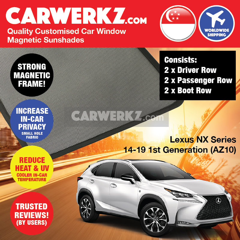 Lexus NX Series 2014-2020 1st Generation (AZ10) Japan Luxury Compact Crossover SUV Customised Car Window Magnetic Sunshades - CarWerkz
