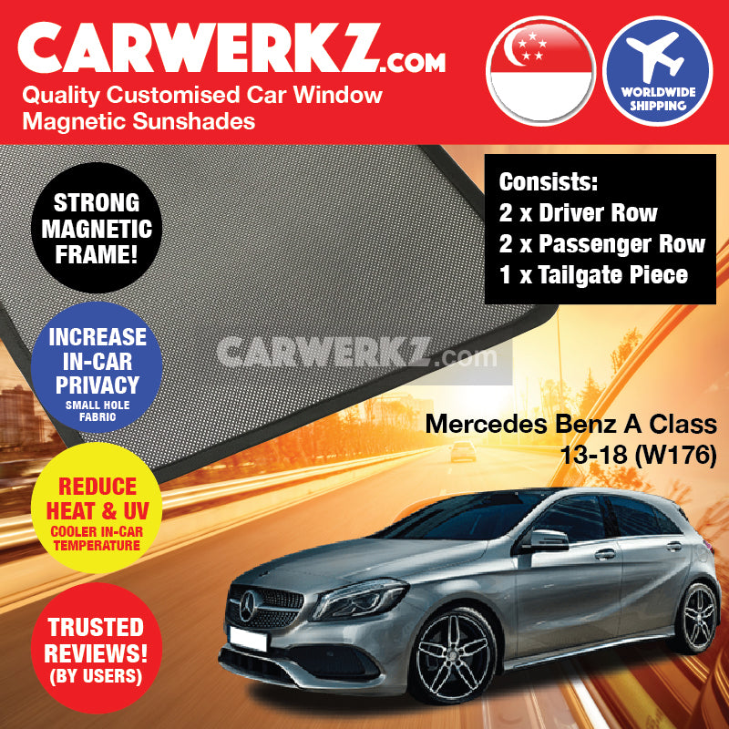 Mercedes Benz A Class Hatchback 2013-2018 3rd Generation (W176) Germany Hatchback Customised Car Window Magnetic Sunshades - CarWerkz