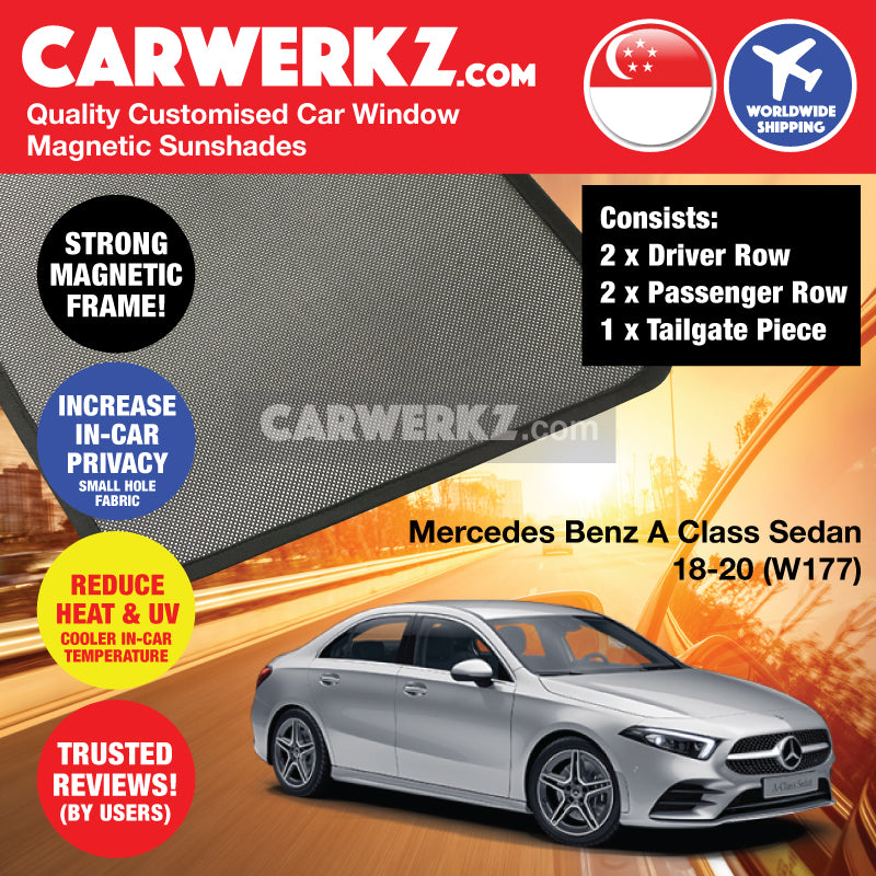 Mercedes Benz A Class Sedan 2018-2020 4th Generation (W177) Germany Sedan Customised Car Window Magnetic Sunshades - CarWerkz
