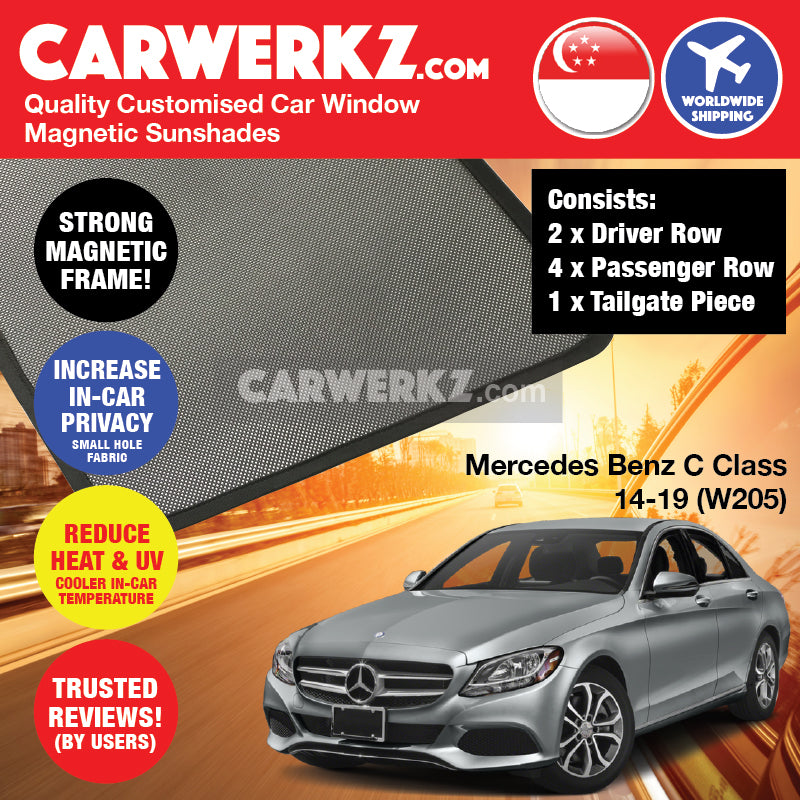 Mercedes Benz C Class 2014-2020 (W205) Germany Compact Executive Customised Car Window Magnetic Sunshades - CarWerkz