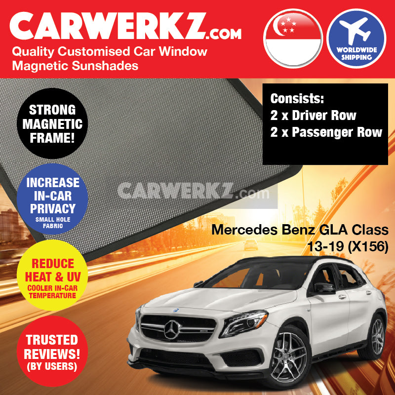 Mercedes Benz GLA Class 2013-2020 1st Generation (X156) Germany Subcompact Crossover Customised Car Window Magnetic Sunshades - CarWerkz