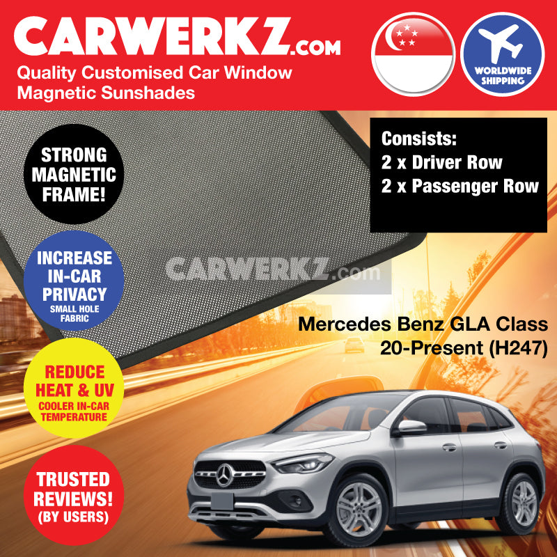 Mercedes Benz GLA Class 2020-2021-Present 2nd Generation (H247) Germany Subcompact Crossover Customised Car Window Magnetic Sunshades - carwerkz singapore