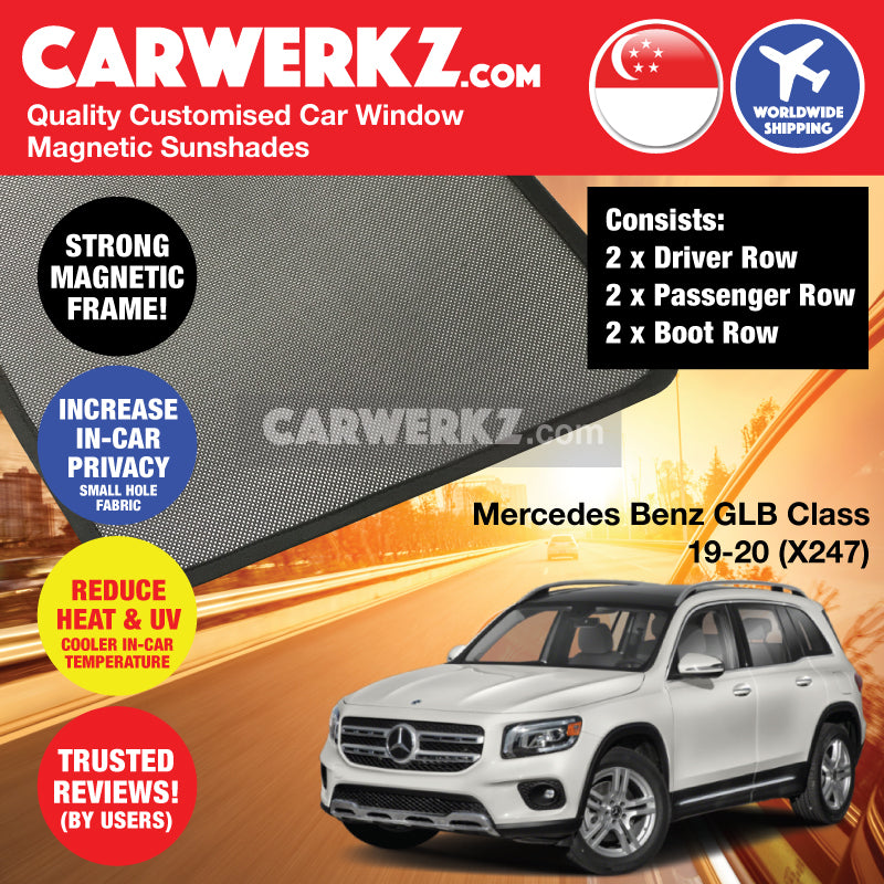 Mercedes Benz GLB Class 2019-2020 1st Generation (X247) Germany Compact Luxury SUV Customised Car Window Magnetic Sunshades - CarWerkz